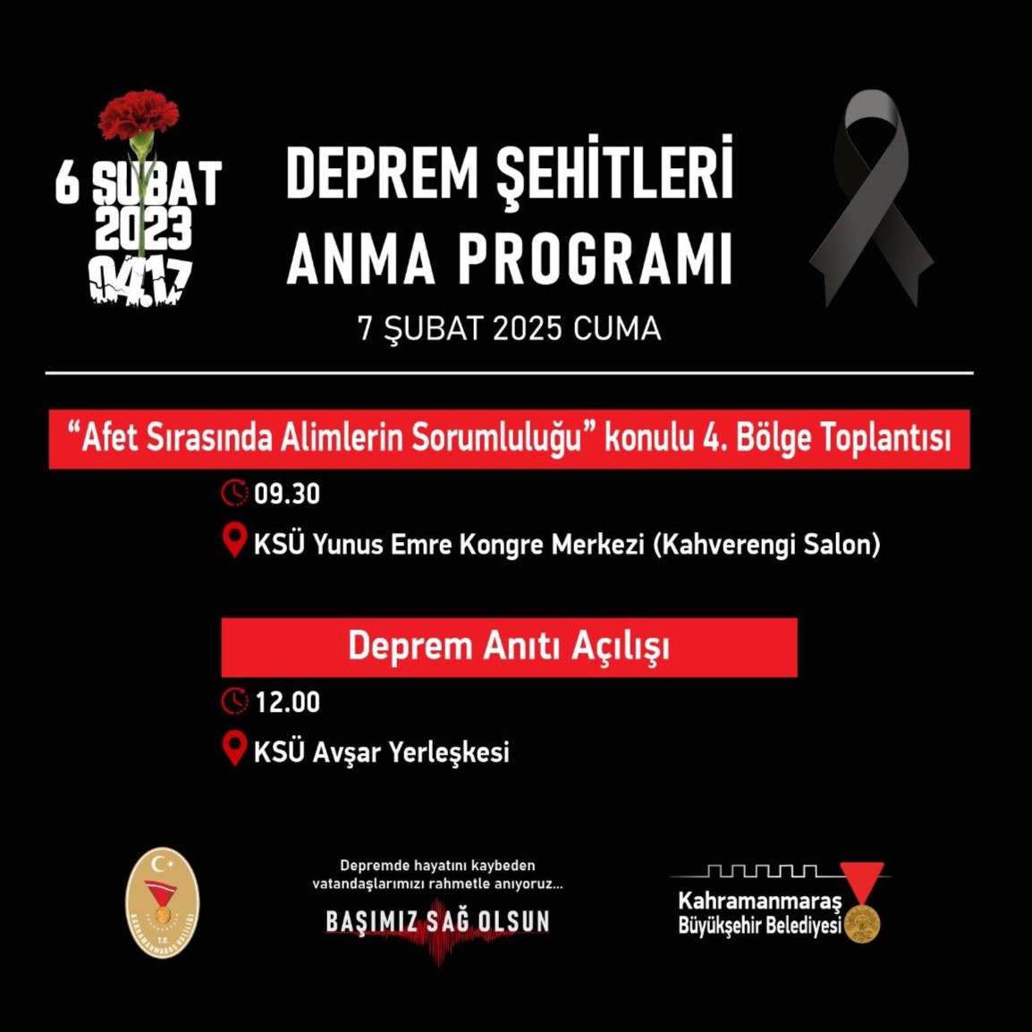 Deprem Şehitleri Anma Programı’nın son günü olan 7 Şubat Cuma