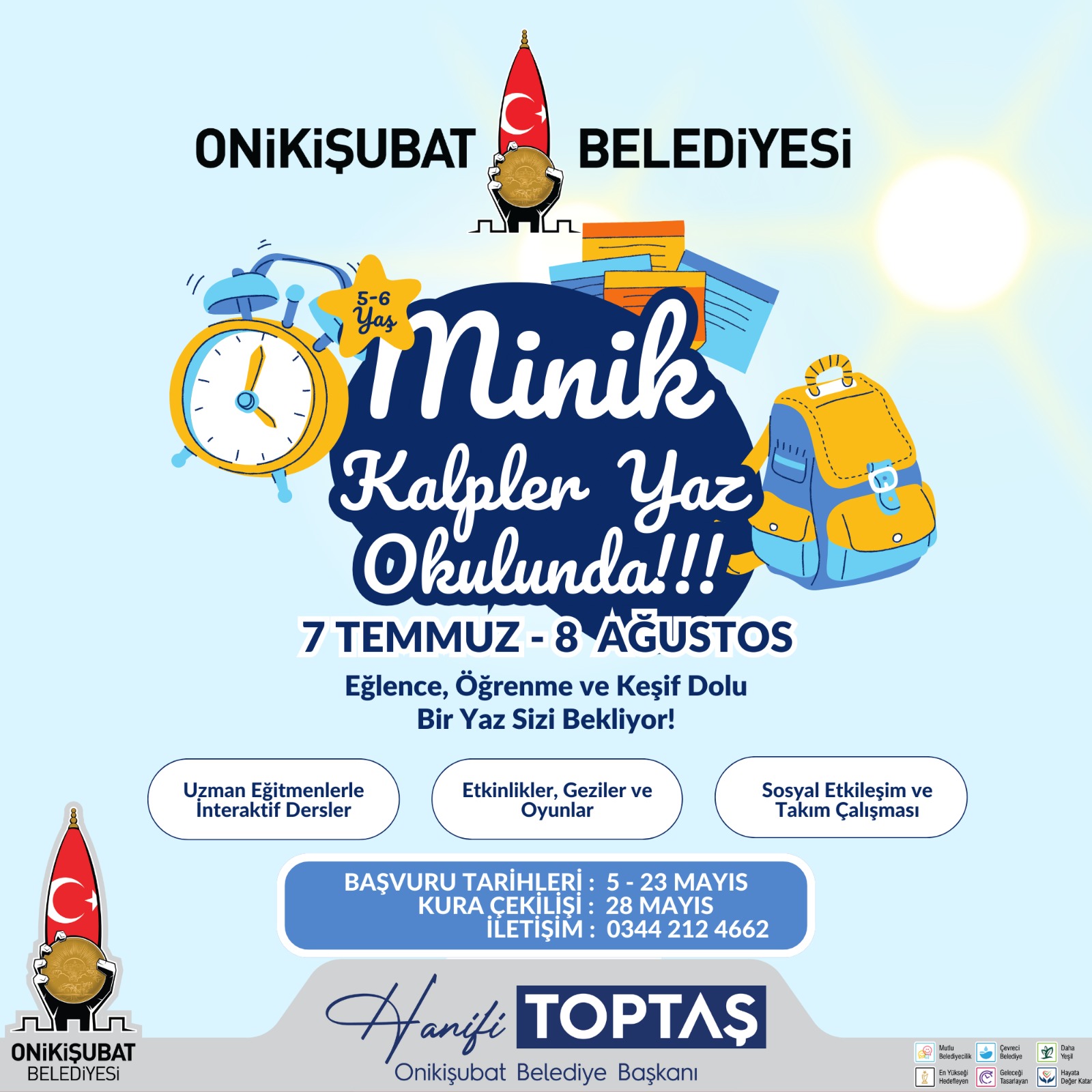 Onikişubat Belediyesi, 5-6 yaş arası çocuklara yönelik hazırladığı “Minik Kalpler
