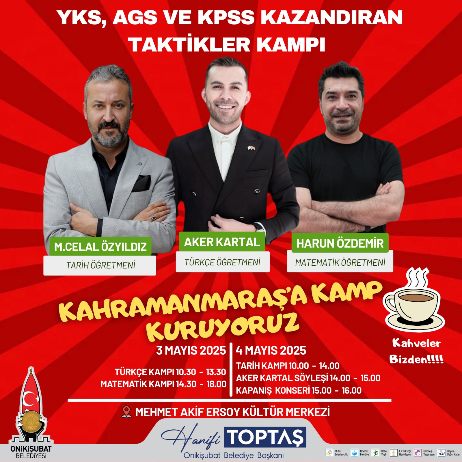 Onikişubat Belediyesi, sınavlara hazırlanan gençlerin başarıya ulaşmalarını desteklemek amacıyla önemli