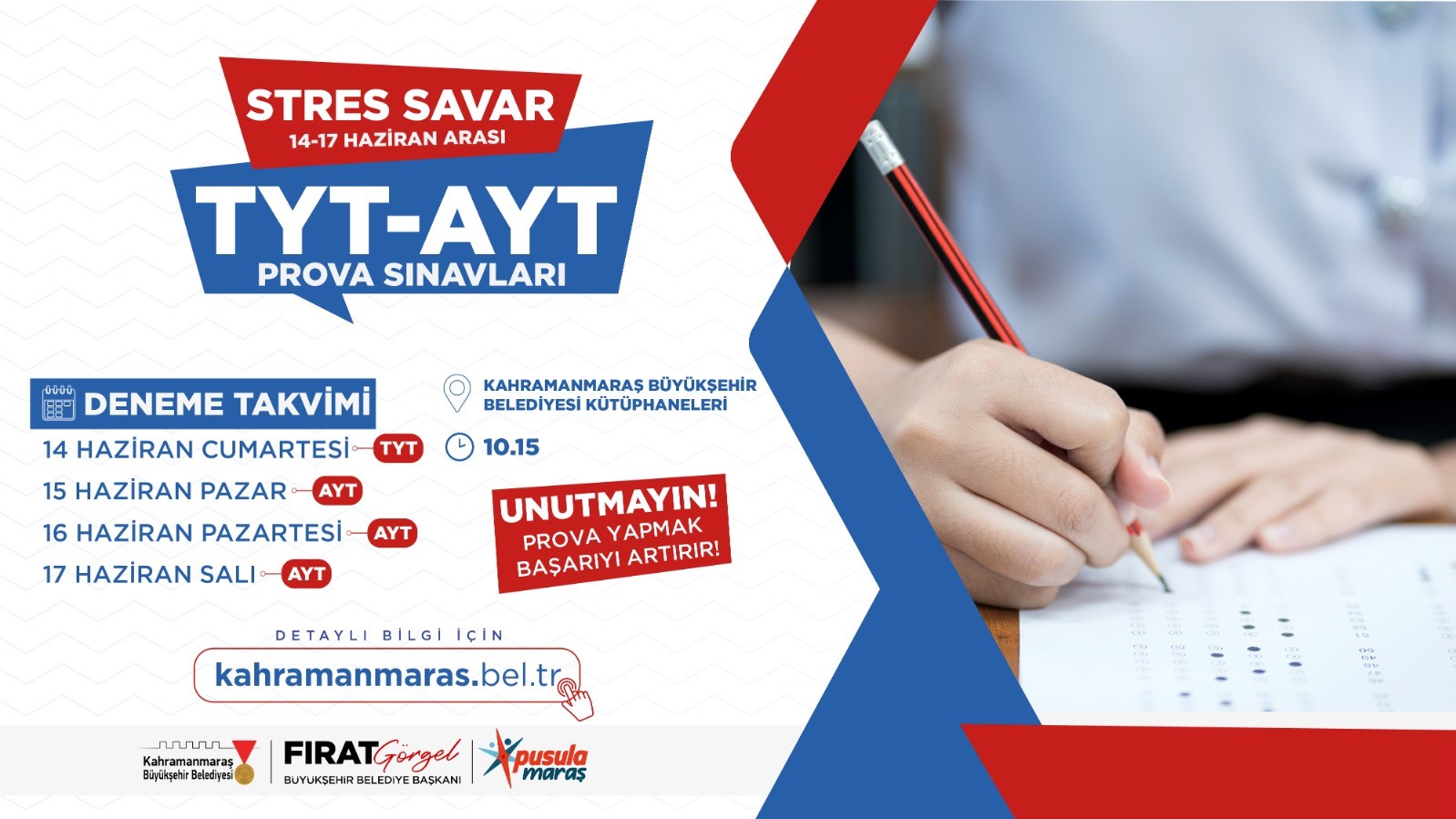 Büyükşehir Belediyesi, YKS’ye sayılı günler kala şehir merkezi ve ilçelerde