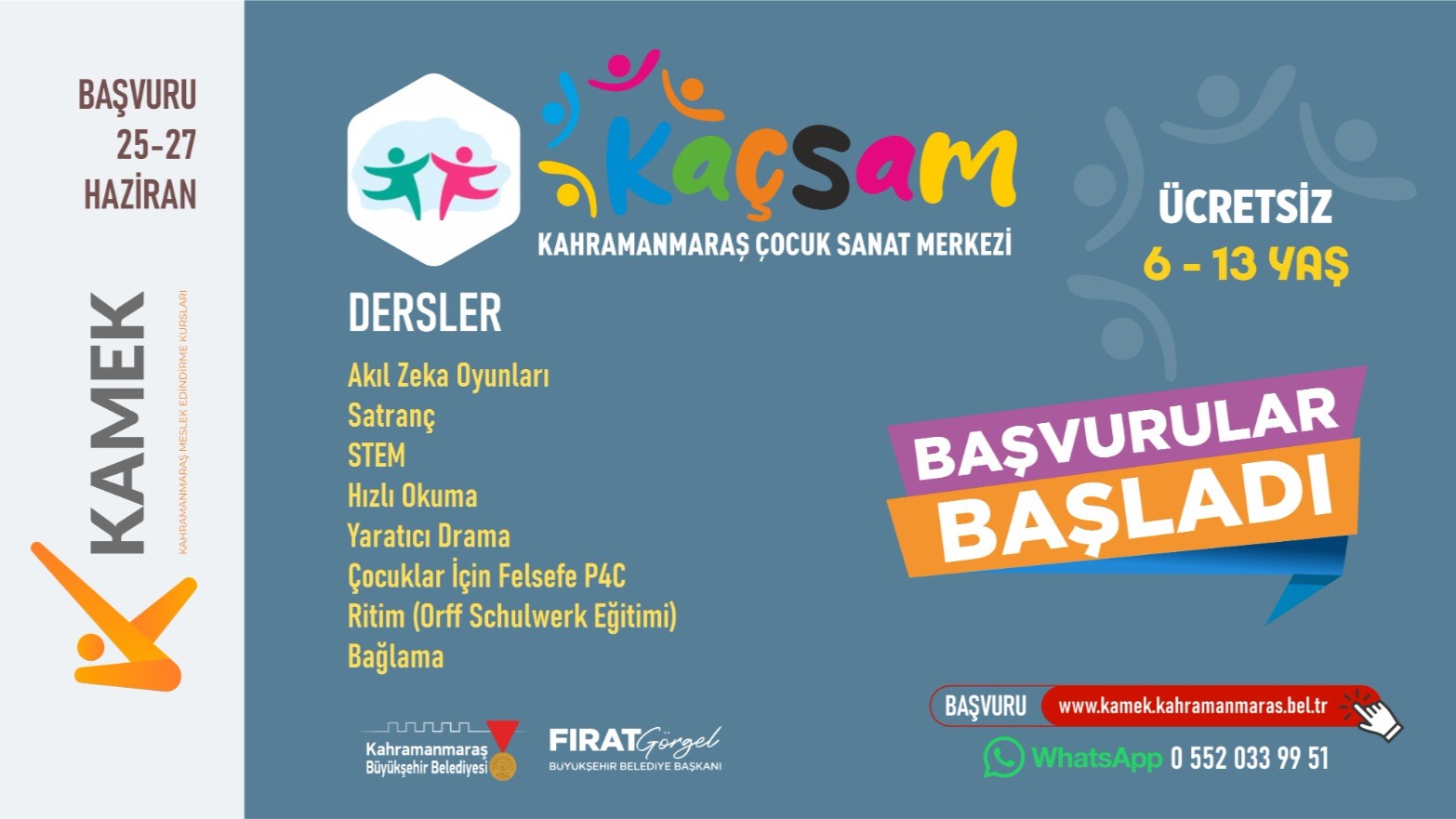 Büyükşehir Belediyesi, yaz tatilinde çocukların gelişimine katkı sağlamak için KAÇSAM’da