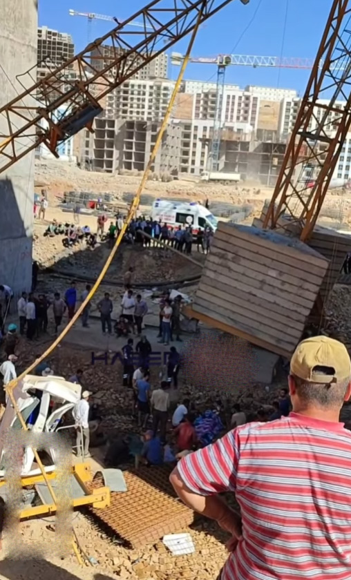 Kahramanmaraş'ın Onikişubat ilçesindeki bir TOKİ şantiyesinde bu sabah yaşanan kule