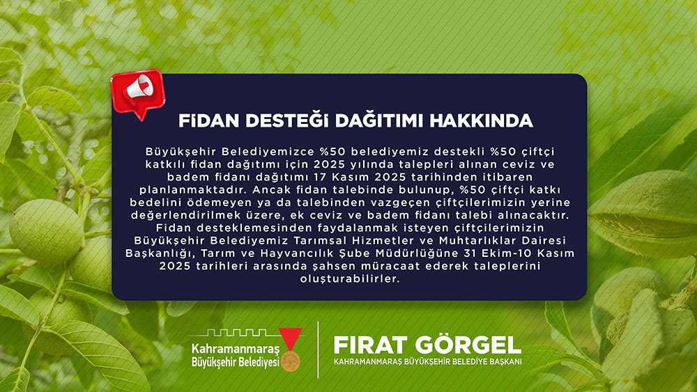 Yüzde 50 Hibeli Fidan Desteğinde Ek Başvurular Alınmaya Başladı! 1 Fide Destegi
