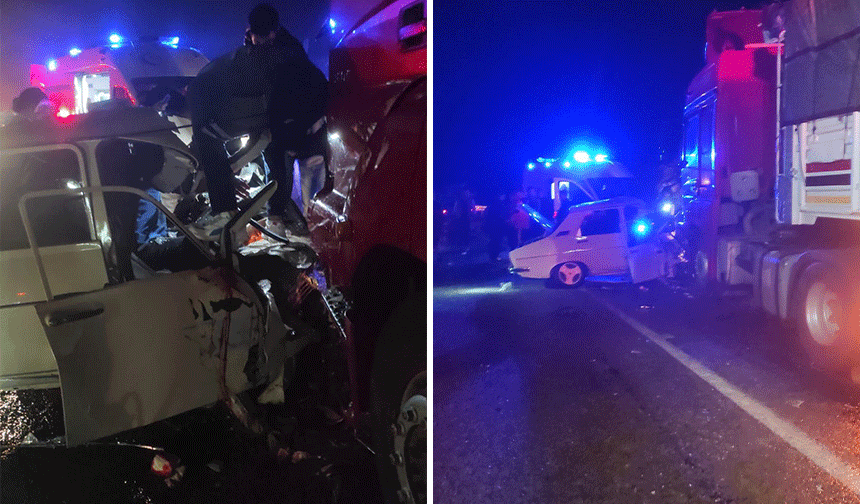 Kahramanmaraş’ın Andırın ilçesinde meydana gelen trafik kazasında otomobil ile tırın