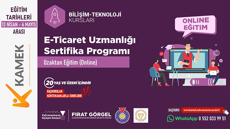 Büyükşehir Belediyesinin Meslek Edindirme Kursları’nda uzaktan eğitim ile E-Ticaret Uzmanlığı