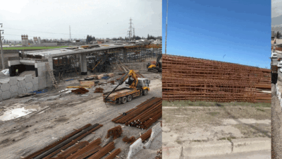 Kahramanmaraş’ta yapımı devam eden Sanayi Kavşağı projesinde kullanılan inşaat demirleri