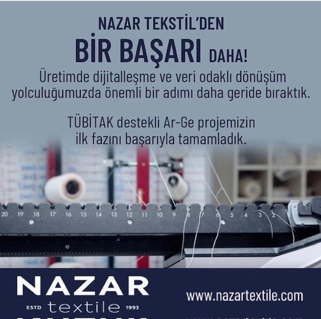 Nazar Tekstil, üretim süreçlerinde dijital dönüşümü hızlandıran TÜBİTAK destekli Ar-Ge