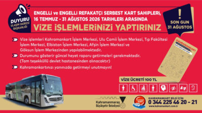 Büyükşehir Belediyesi, engelli ve engelli refakatçi serbest kart sahiplerine yönelik