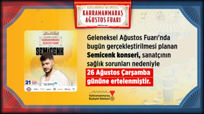 Geleneksel Ağustos Fuarı kapsamında bugün gerçekleştirilmesi planlanan Semicenk konseri sanatçının