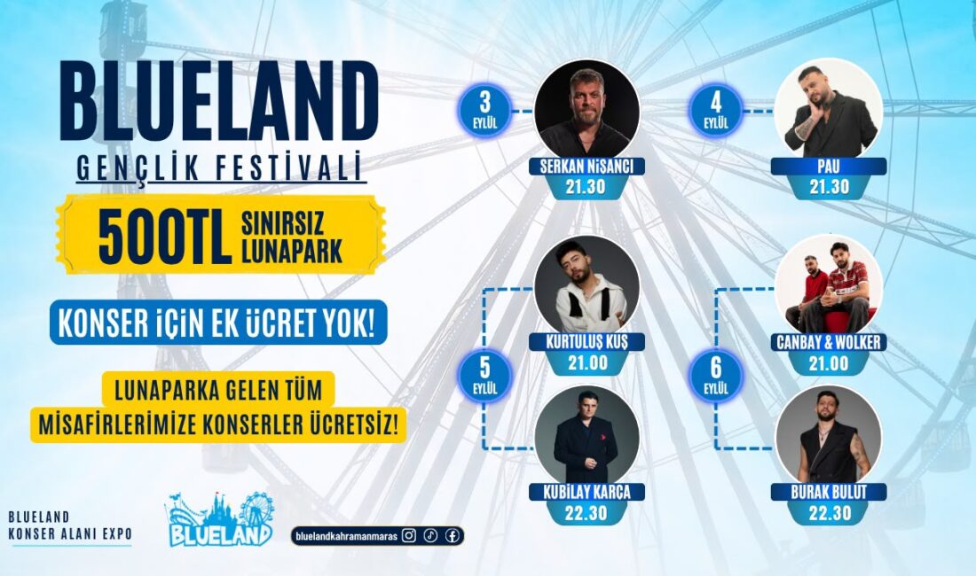 Bölgenin en büyük eğlence merkezi olan Blueland, 3-6 Eylül 2026