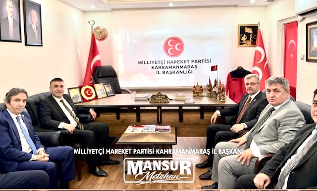 Türk Eğitim-Sen yöneticileri, MHP Kahramanmaraş İl Başkanı Mansur Metehan’ı makamında
