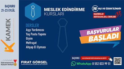Büyükşehir Belediyesinin Meslek Edindirme ve Sanat Eğitimi Kursları’nda (KAMEK) güz