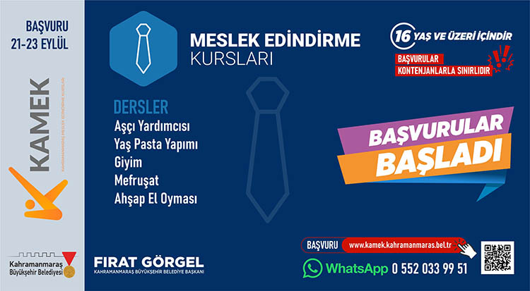 Büyükşehir Belediyesinin Meslek Edindirme ve Sanat Eğitimi Kursları’nda (KAMEK) güz