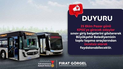 Büyükşehir Belediyesi, 25 Ekim Pazar günü gerçekleştirilecek önlisansKPSS’ye girecek adaylara