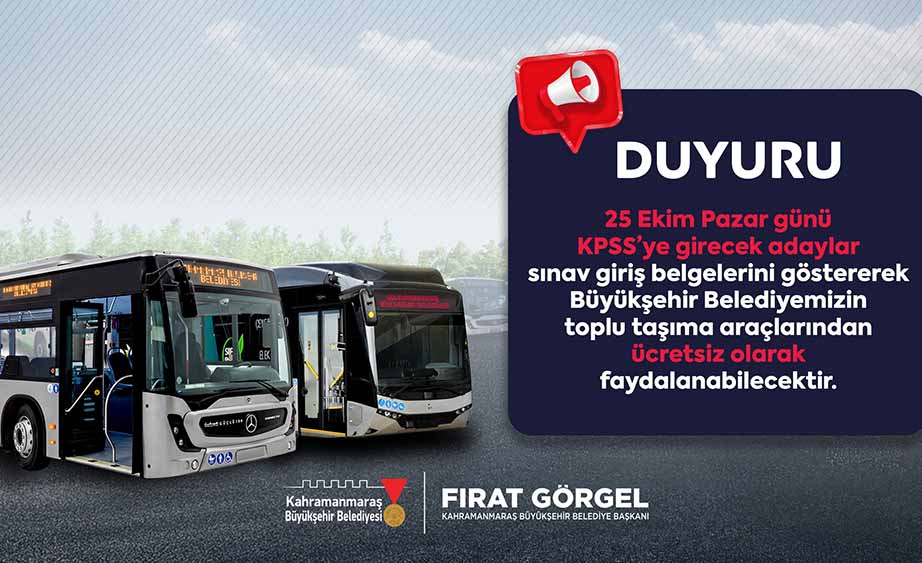 Büyükşehir Belediyesi, 25 Ekim Pazar günü gerçekleştirilecek önlisansKPSS’ye girecek adaylara